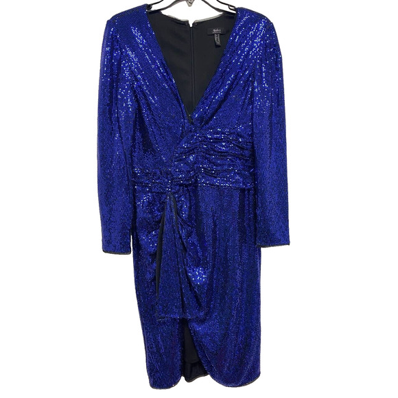 Aidan Mattox prom Cocktail Dress Sequin metallic wedding Cobalt Blue 10 A000406 - Picture 3 of 8
